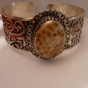 Sterling Silver Cuff with Stone Bracelet